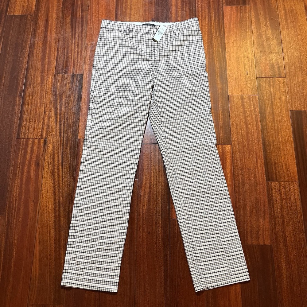 Ann Taylor Pants Womens 8T Tall Sophia Mid Rise Pink Houndstooth Preppy 34x34